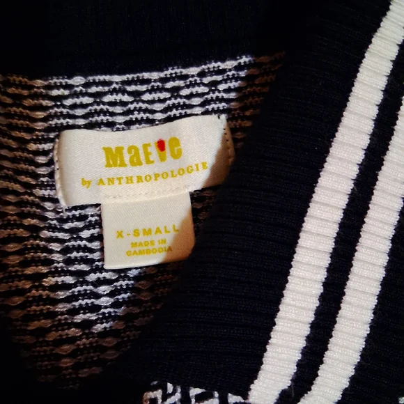 Maeve By Anthropologie Plunging Polo Cardigan Black and White Size‎ XS - Picture 5 of 11